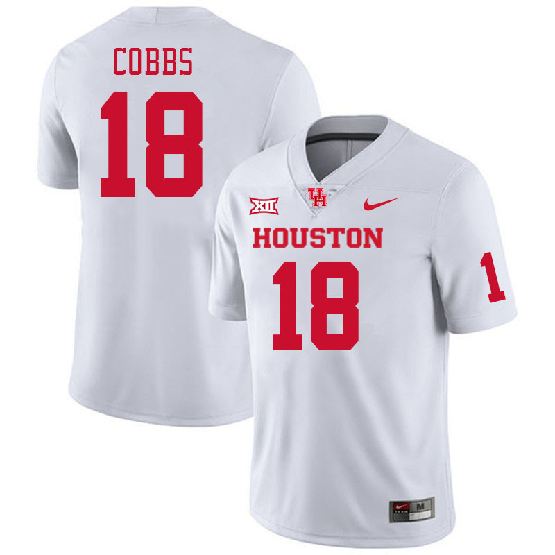 Houston Cougars #18 Joshua Cobbs College Football Jerseys Stitched Sale-White